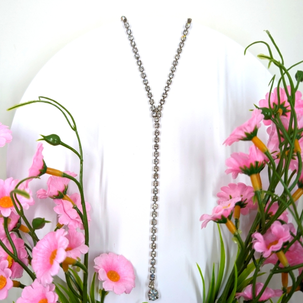 Y Shaped 18 Inch Vintage Y2K Genuine Crystal Necklace